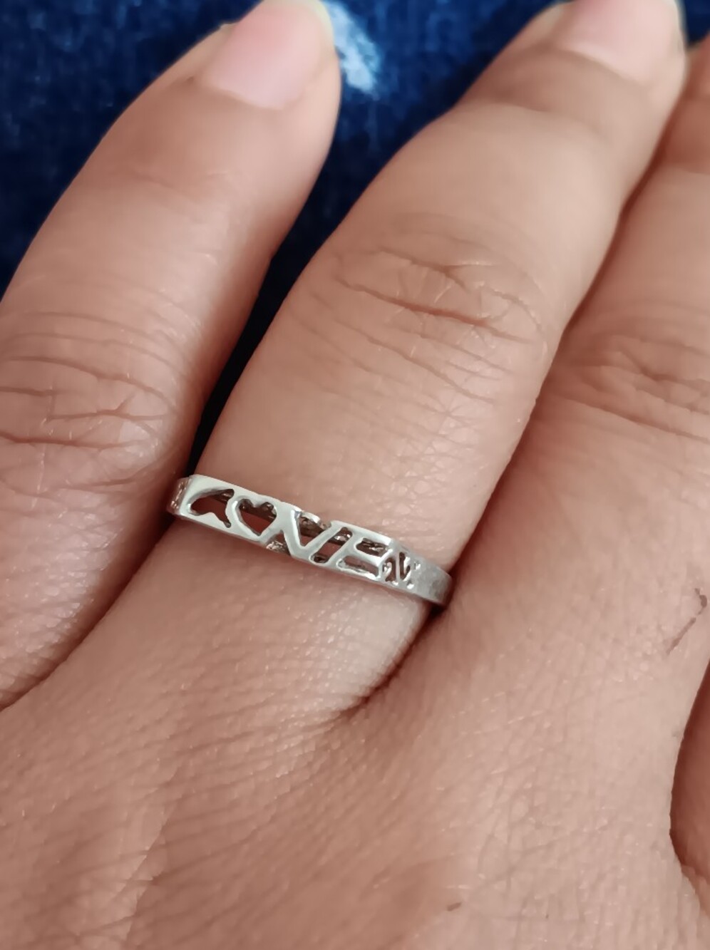 Stampd Silver 'LOVE' Cutout Band Ring